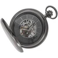 Dugena Herren-Taschenuhr Gunmetal 4460979-1, Savonette, Handaufzugswerk, skelettiert, Anthrazit, mit Mineralglas und Indexe, 51 mm