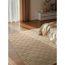 Villeroy & Boch Scala braun, B:200cm H:10mm L:300cm, Wolle, Teppiche, Handgewebt, Wolle, Kariert, Natur, 3D-Struktur, Karo, Wohnzimmer