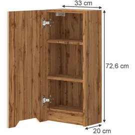 Vicco Badschrank Lotta, Eiche/Kaschmir gestreift, 20 x 72.6 cm, Badezimmer, Badezimmerschränke, Hängeschränke