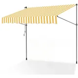 Clanmacy Klemmmarkise Klemmmarkise 250cm Balkonmarkise Markise ohne Bohren Gelb Weiß gelb 120 cm x 250 cm