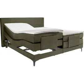 Alina Boxspringbett ALINA "Powell", grün (dunkelgrün gcp 333), B:192cm L:212cm, Chenille GCP (100% Polyester), Komplettbetten, Boxspringbett, inkl. Motor, Matratze und Topper, in unterschiedlichen Ausführungen