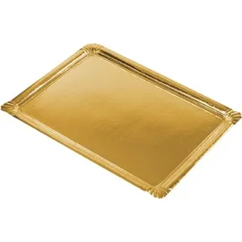 Papstar 90 Servierplatten, Pappe, PET-beschichtet eckig 34 cm x 45,5 cm gold