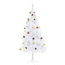 vidaXL Künstlicher Weihnachtsbaum mit Beleuchtung & Kugeln Weiß 180 cm