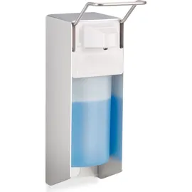 Relaxdays 2 x Eurospender 500 ml, intelligente Handhygiene, Seifenspender, Desinfektionsmittelspender, Bügel-Mechanik, weiß
