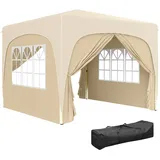 Outsunny Faltpavillon 3 x 3 m inkl. 4 Seitenteile Beige