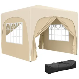 Outsunny Faltpavillon 3 x 3 m inkl. 4 Seitenteile Beige