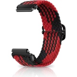 CeiBand Geflochtenes Solo Loop Elastische Armband, 18mm 19mm 20mm 22mm Schnell Verstellbares Herren Damen Weiches Aatmungsaktive Sportbänder Uhrenarmbänder Ersatzarmband - Schwarz Rot