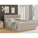 Sofnet Boxspringbett Best Lux mit Fußteil, 2 Bettkästen, Bonell-Matratze und Topper (Beige (Inari 22), 180 x 200 cm)