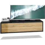 Vladon Lana Lowboard 120 x 29 x 37 cm Schwarz matt/Eiche