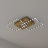 Elobra LED-Deckenleuchte Inka 75 cm / Braun - Weiß - Eichenholz - Metall - mit Fernbedienung