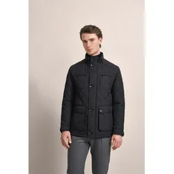 Langjacke BUGATTI, Herren, Gr. 52, schwarz, 100% Polyester, kariert, casual, regular fit, Langarm Manschette, Jacken, im Rautenstepp