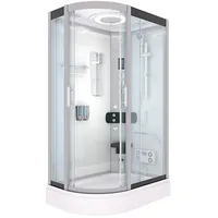 AcquaVapore D60-70T1L-ALL Komplettdusche mit Türanschlag links 120 x 80 cm Weiß Sicherheitsglas ESG