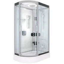 AcquaVapore D60-70T1L-ALL Komplettdusche mit Türanschlag links 120 x 80 cm Weiß Sicherheitsglas ESG