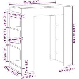 vidaXL Bartisch mit Regal Grau Sonoma 95x47x103,5 cm Holzwerkstoff