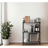 Nilpferd Mehrzweckregal Lagerregal, Regal, Gitterregal Metall schwarz 77 cm