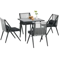 Outsunny Sitzgruppe mit 4 Stühlen grau 80L x 80B x 75H cm