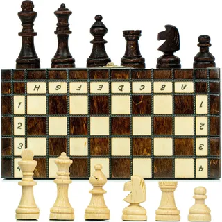 Schachspiel schach Schachbrett Holz hochwertig - Chess board Set klappbar mit Schachfiguren groß für Kinder und Erwachsene 20X20 cm