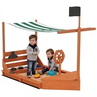 Outsunny Sandkasten mit Abdeckung im Schiff Design Grün