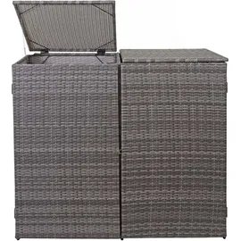Mendler 2er-Mülltonnenverkleidung HWC-E25, Mülltonnenbox Mülltonnenabdeckung, Poly-Rattan 2x120l ~ grau