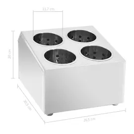 vidaXL Besteckbehälter 4 Fächer Quadratisch Edelstahl