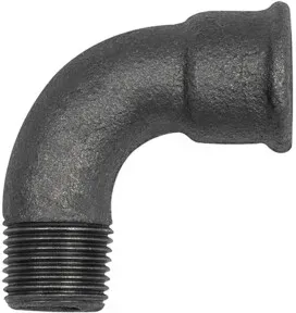Riegler Bogen 1a, 90°, kurz, Rp 1/2 i., R 1/2 a. Temperguss schwarz