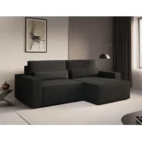 e-meubles MOEBLO Ecksofa DENVER MINI – Ottomane beidseitig montierbar, Ecksofa aus Cord, Couch für Wohnzimmer, Schlafsofa Sofagarnitur Sofa Eckcouch L-For... – Schwarz