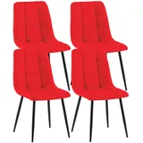 CLP 4er Set Esszimmerstühle Antibes Stoff rot
