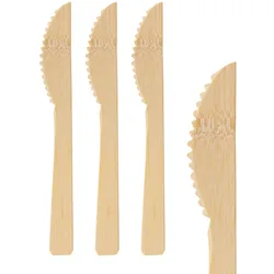100x Messer aus Bambus 17cm