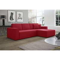 Fun Möbel Ecksofa Schlafsofa Sofa CONOR Kunstleder, rot Ottomane Rechts