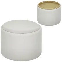 Homcom Sitzhocker mit Stauraum Hocker mit Deckel, Runder Fußhocker Polsterhocker Couchtisch mit Cord-Optik 56 x 56 x 42 cm Cremeweiß