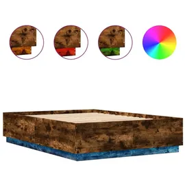 vidaXL Bettgestell mit LED Räuchereiche 160x200 cm Holzwerkstoff