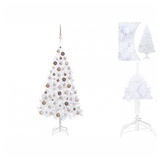 vidaXL Künstlicher Weihnachtsbaum mit LEDs & Kugeln Weiß 120 cm