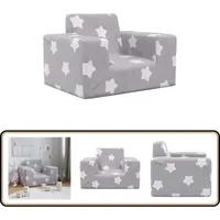 Kindersofa Hellgrau mit Sternen Weich Plüsch - Vidaxl