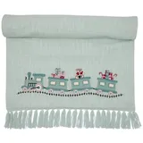 GREENGATE Tischläufer Train Mint mit Fransen Weihnachten 45x140 cm Tischdecke