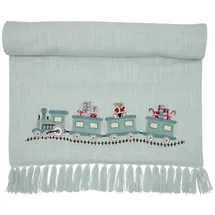 GREENGATE Tischläufer Train Mint mit Fransen Weihnachten 45x140 cm Tischdecke