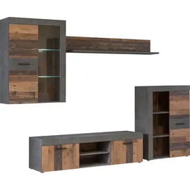 Forte Wohnwand Forte grau Dunkelgrau, vintage), B:288,6cm, Kastenmöbel-Sets, Wohnwand