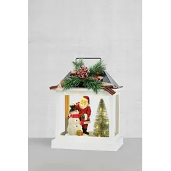 Markslöjd-BING Laterne weiss Santa/ Schneemann, LED warm weiss, batteriebetrieben 3X AA, Timer,MPN705453