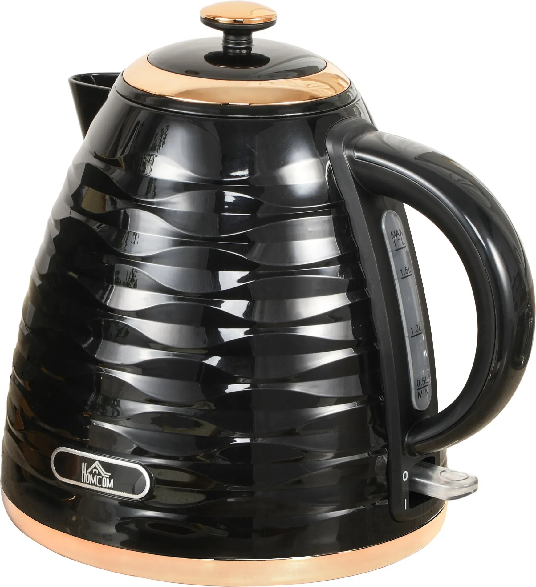 HOMCOM Wasserkocher 1,7 L, 2200W, Kabellos, Schnellkochfunktion, BPA-Frei, Elektrischer Wasserkocher mit Kalkfilter, Automatische Abschaltung, 360° Drehbasis, Trockenlaufschutz, Schwarz   Aosom
