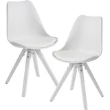 FineBuy Retro Esszimmerstuhl Kunstleder weiß 2er Set