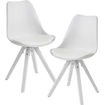 FineBuy Retro Esszimmerstuhl Kunstleder weiß 2er Set