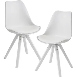 FineBuy Retro Esszimmerstuhl Kunstleder weiß 2er Set