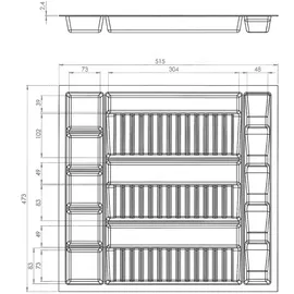 SOTech ORGA-BOX I Multi-Gewürzdoseneinsatz 513 x 473 x 28 mm Lavagrau Perlstruktur Multi-gewürzglaseinsatz Für Tandembox Antaro / Intivo, Modernbox 60er Schrank Schubladeneinsatz