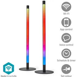 Nedis SmartLife Stimmungslicht - Wi-Fi - Tube - 600 lm - RGBIC / Warm bis kühlen weiß - 2700 - 6500 K - 36 W - Metall - 2 Stück
