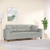 3-Sitzer-Sofa mit Kissen Hellgrau 180 cm Mikrofasergewebe