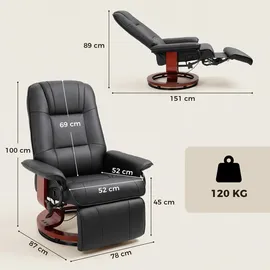 Homcom Relaxsessel Kunstleder 78 x 100 x 64 cm Schwarz mit Fußstütze