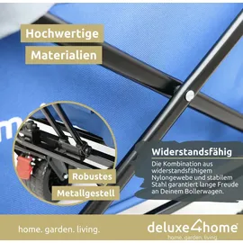 deluxe4home Bollerwagen faltbar mit Dach blau/grau