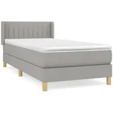 vidaXL Boxspringbett mit Matratze Hellgrau 90x200 cm Stoff