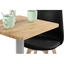 sam möbel gmbh Bistrotisch massiv Akazie naturfarben eckig Runde Kante 60 cm Säulengestell rund silber EMILE