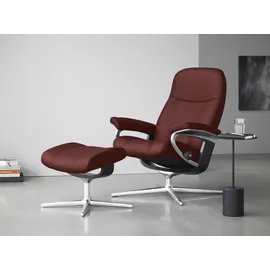 Stressless Relaxsessel STRESSLESS "Consul", rot (cherry paloma), B:91cm H:102cm T:79cm, Leder PALOMA: PALOMA ist ein durchgefärbtes Semianilin-Möbelleder mit natürlicher Narbung., Sessel, Relaxsessel, mit Cross Base, Größe S, M & L, Holzakzent Schwarz