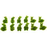 Dekoleidenschaft 12 Mini-Hasen Moos grün, Osterhase, 5 cm hoch, Osterdeko, Tischdeko, Minihasen, Häschenfigur zum Basteln, Hasenfigur, Figurenset Ostern, Frühlingsdeko
